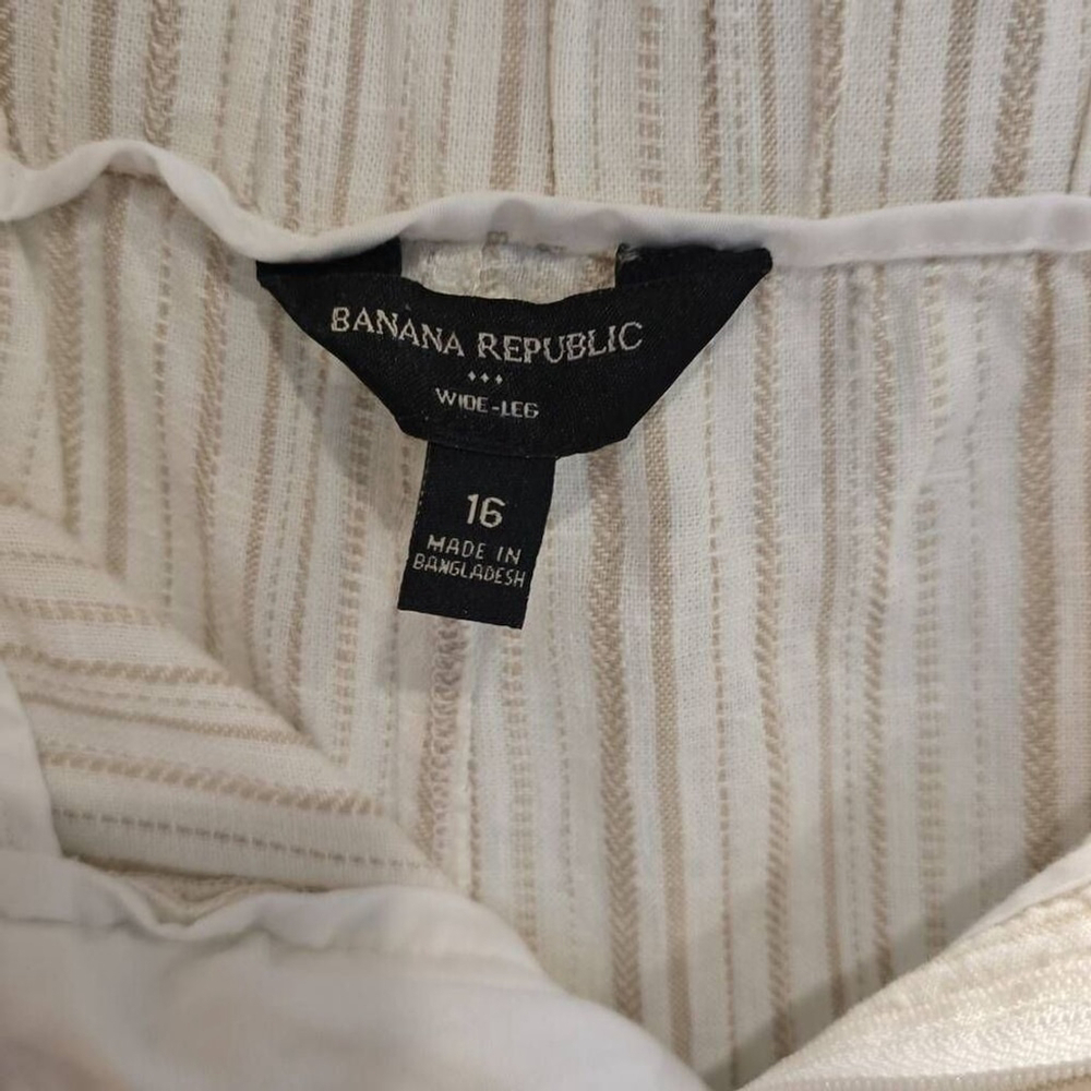 Banana Republic Beige White HighWaist Wide Leg Pants Size16 - Picture 5 of 6